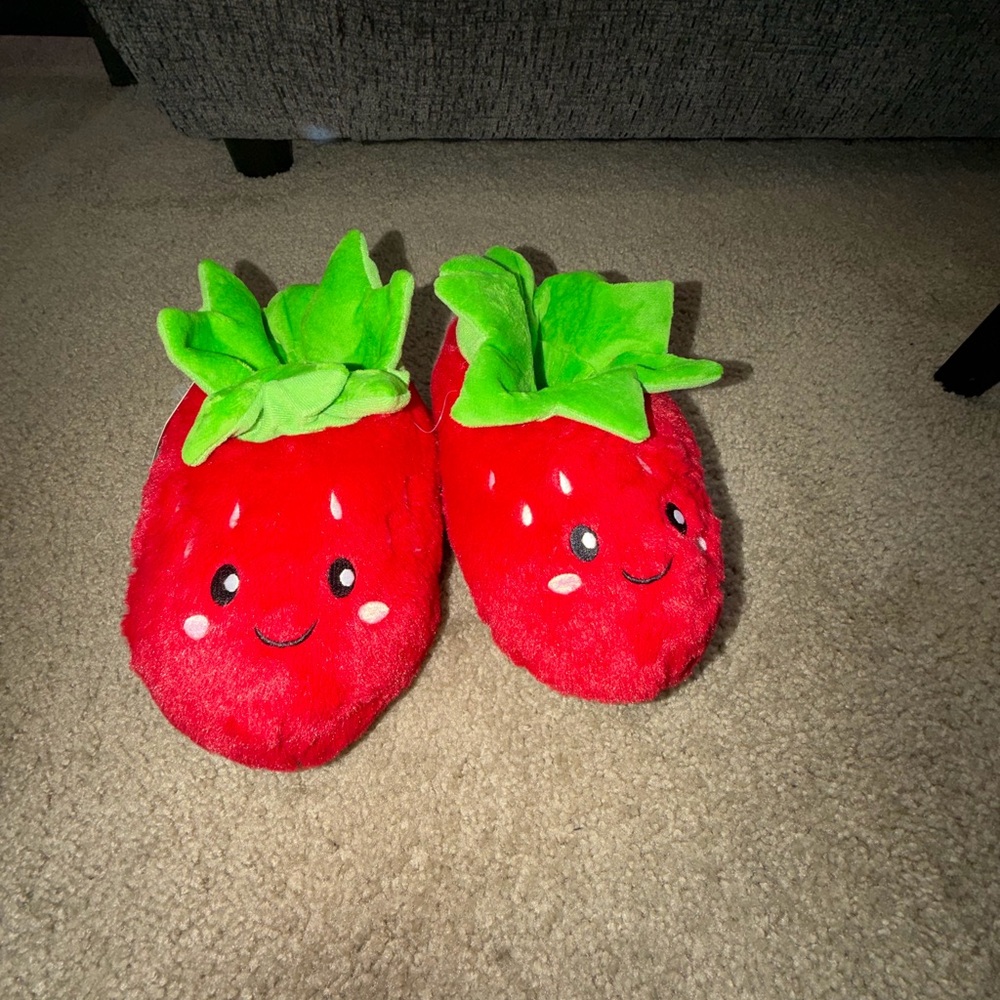 Capelli of New York Red and Bright Green Strawberry Slippers